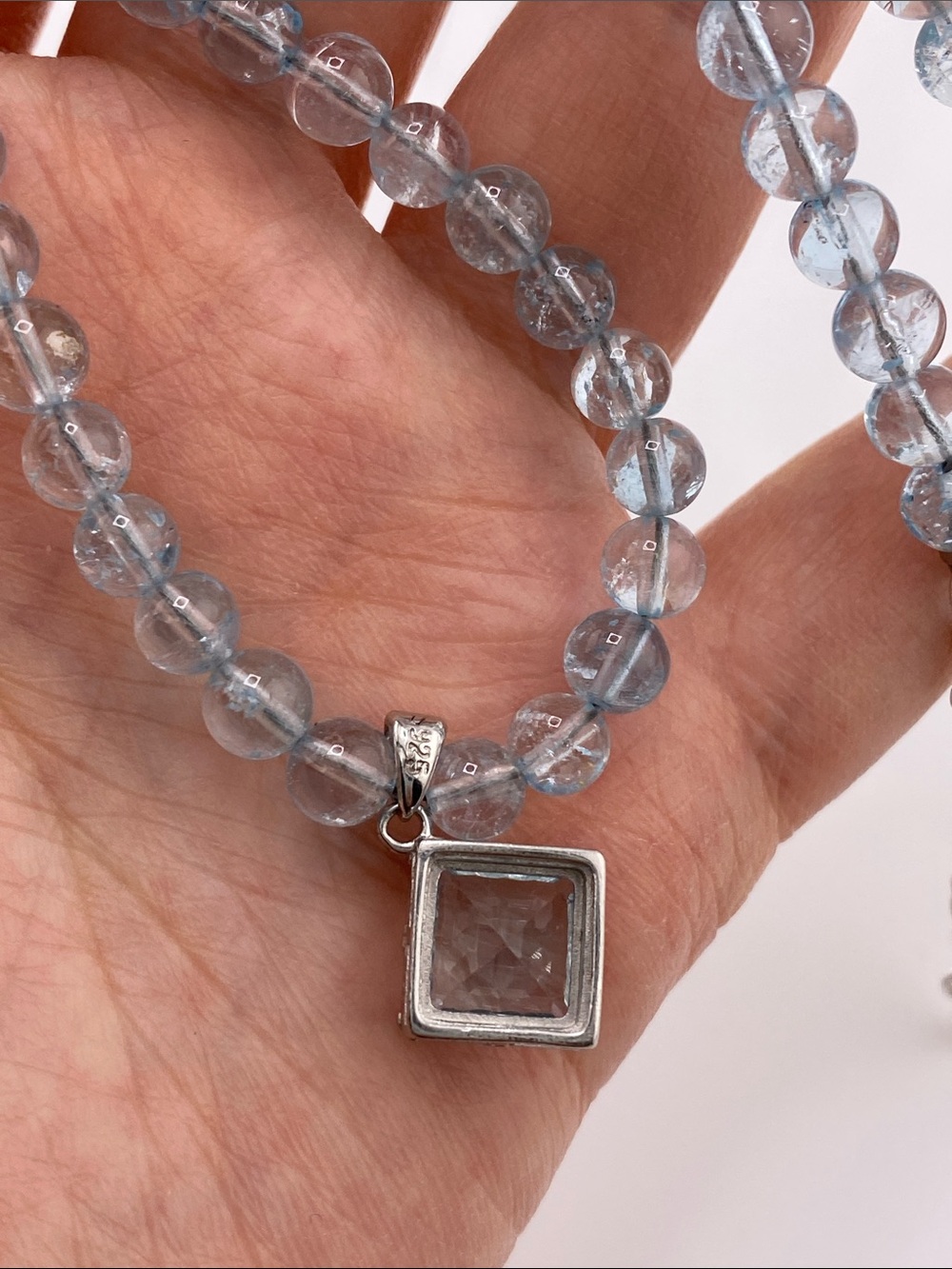 Light Blue Topaz Beaded Necklace - The Gem Studio - Picture 4 of 9